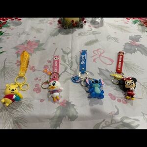Disney Colorful Character Keychains *4/Set*. New!